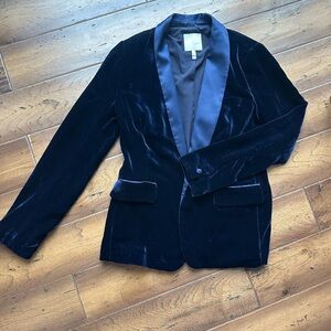 Joie Navy Velvet and Silk Blazer - Size 4
